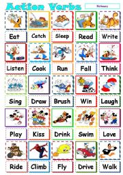 English Worksheet: action verb pictionary