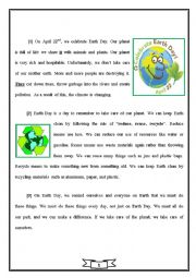 English Worksheet: Earth Day