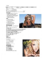 English Worksheet: Song:Tik Tok -Kesha