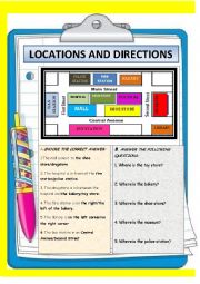 English Worksheet: LOCATIONS AND DIRECTIONS