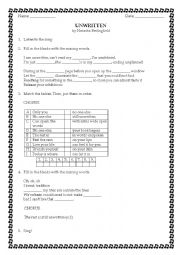 English Worksheet: Unwritten_Amanda Bedingfield 