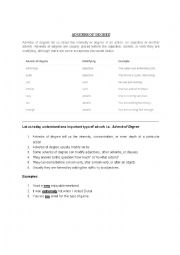 English Worksheet: ADVERBS OF DEGREE (NOTES)