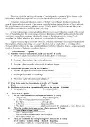 English Worksheet: Test : Reading+language+writing