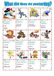 English Worksheet: what did they do yesterday?