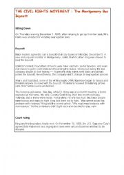 English Worksheet: Montgomery bus boycott