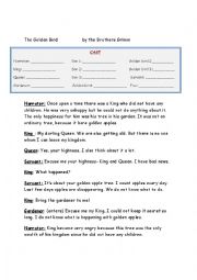 English Worksheet: Script of Play (Golden Bird by Grimm Brothers)