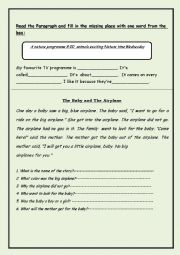 English Worksheet: reading quize