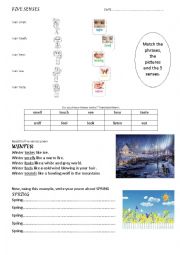 English Worksheet: FIVE SENSES SPRING 