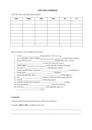 English Worksheet: Verb+Noun Collocations