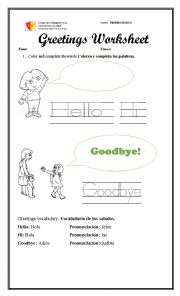 English Worksheet: Greetings and farewells