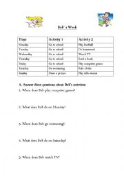 English Worksheet: Daily Activities