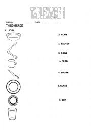 English Worksheet: TABLEWARE 1