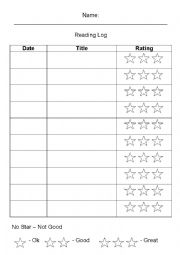 English Worksheet: Reading Log