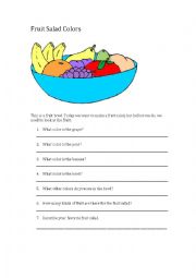 English Worksheet: fruit salad colors