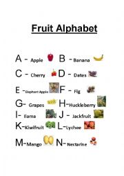 English Worksheet: Fruit Alphabet