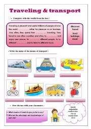 English Worksheet: traveling and transport