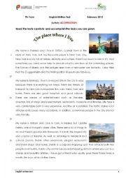 English Worksheet: Places and cities
