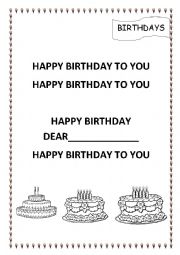 English Worksheet: HAPPY BIRTHDAY