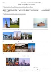 English Worksheet: New York top ten attractions