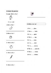 English Worksheet: a/an