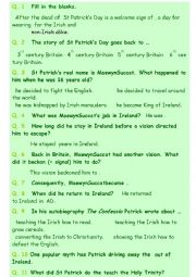 English Worksheet: st patrick s day questions