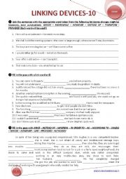 English Worksheet: LINKING DEVICES 10