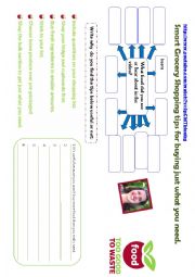 English Worksheet: Smart grocery shopping - video + written task