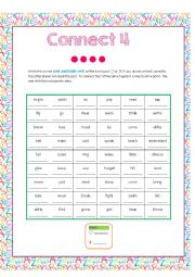 English Worksheet: Connect 4 Irregular Verbs