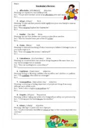 English Worksheet: Vocabulary Review 