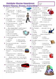 English Worksheet: Future tenses, nouns, adjectives