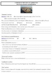 English Worksheet: Webquest NYC - Manhattan