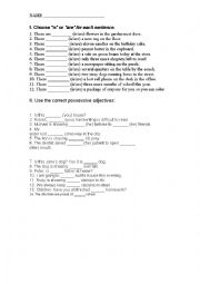 English Worksheet: there is/there are; posessive adjectives