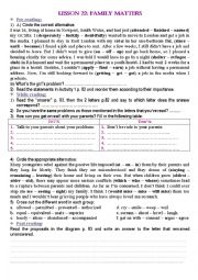 English Worksheet: family matters