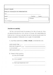 English Worksheet: 6th Grade Test