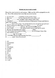 English Worksheet: to look (at), to see and to watch