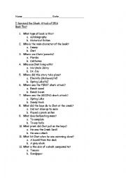 English Worksheet: I Survived the Shark Attack of 1916 Book Test