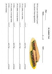 English Worksheet: Sandwich poem