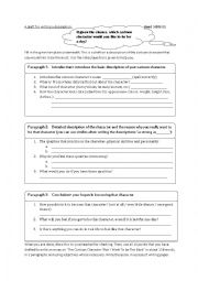 English Worksheet: A draft for writing a description-the cartoon character that I want to be the most