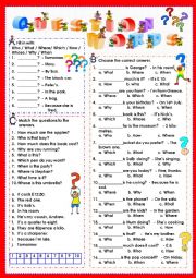 English Worksheet: Question Words