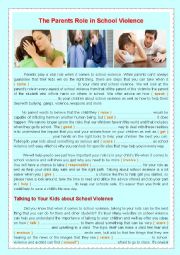 English Worksheet: The Parents Role in School Violence