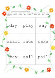 English Worksheet: Long A Egg Hunt