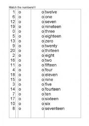 1 to 20 matching worksheet