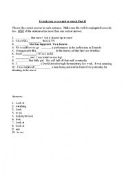 English Worksheet: to look (at), to see and to watch part 2