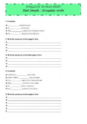 English Worksheet: Past Simple - Irregular verbs