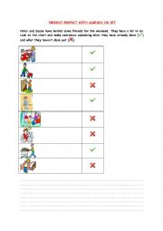 English Worksheet: PRESENT PERFECT WITH ALREADY OR YET