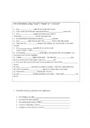 English Worksheet: Much, many, a lot of