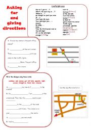 English Worksheet: asking for directions
