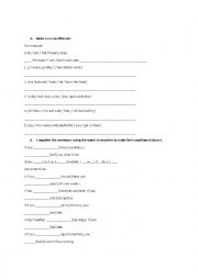 English Worksheet: zero and first conditionals