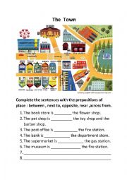 English Worksheet: My town