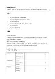 English Worksheet: speaking test